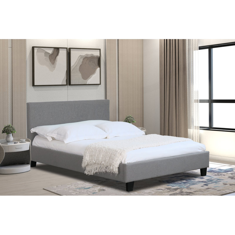 Fedorko Upholstered Bed, Light Grey, Double (4'6)