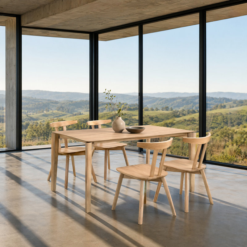 Ensemble de salle à manger rectangulaire en bois massif pour 4 personnes Sierra, Oak, 4