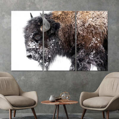 Toile imprimée: art mural bison majestueux dans un décor faunique américain, toile tendue 3P