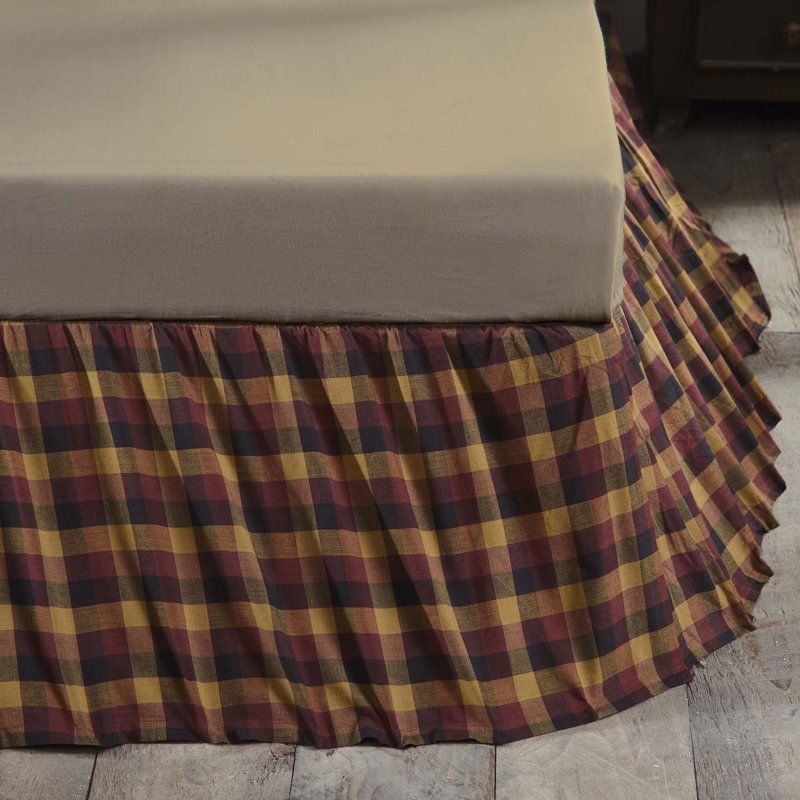 Primitive Check Ruffled Bed Skirt, Queen