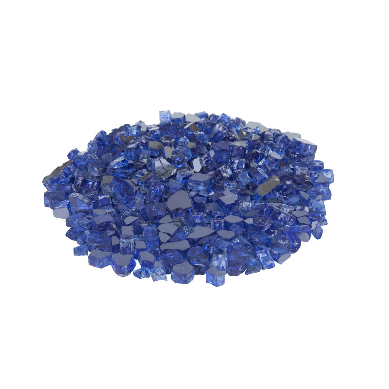 Fire Sense Premium Sparkling Reflective Tempered Fire Glass for Fire Pits Easy to Install-10 Lbs Crystal Clear, Sapphire Blue