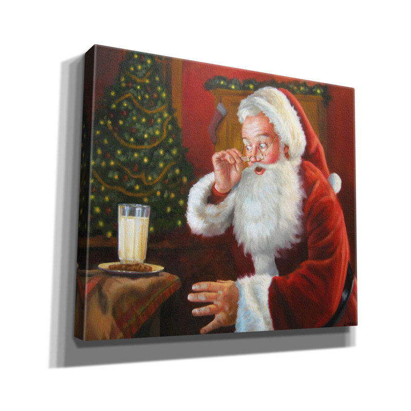 «Santa Milk And Cookies» par David Lindsley, art mural sur toile, H 26 po x l 30 po x P 1,5 po