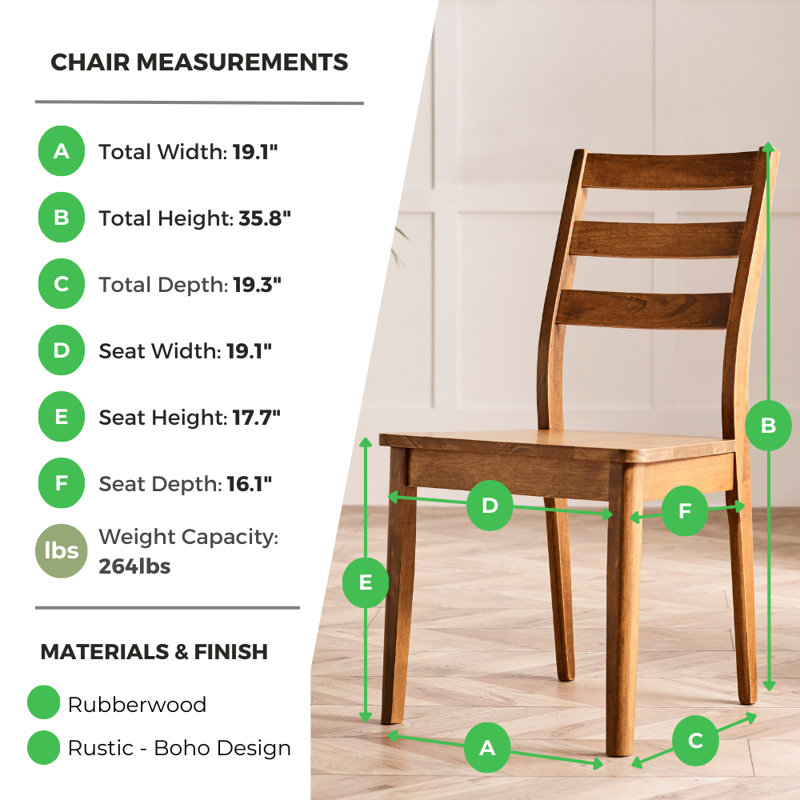 Drea Solid Wood Dining Chairs - Traditional Rustic Farmhouse Kitchen Chairs, Dark Walnut