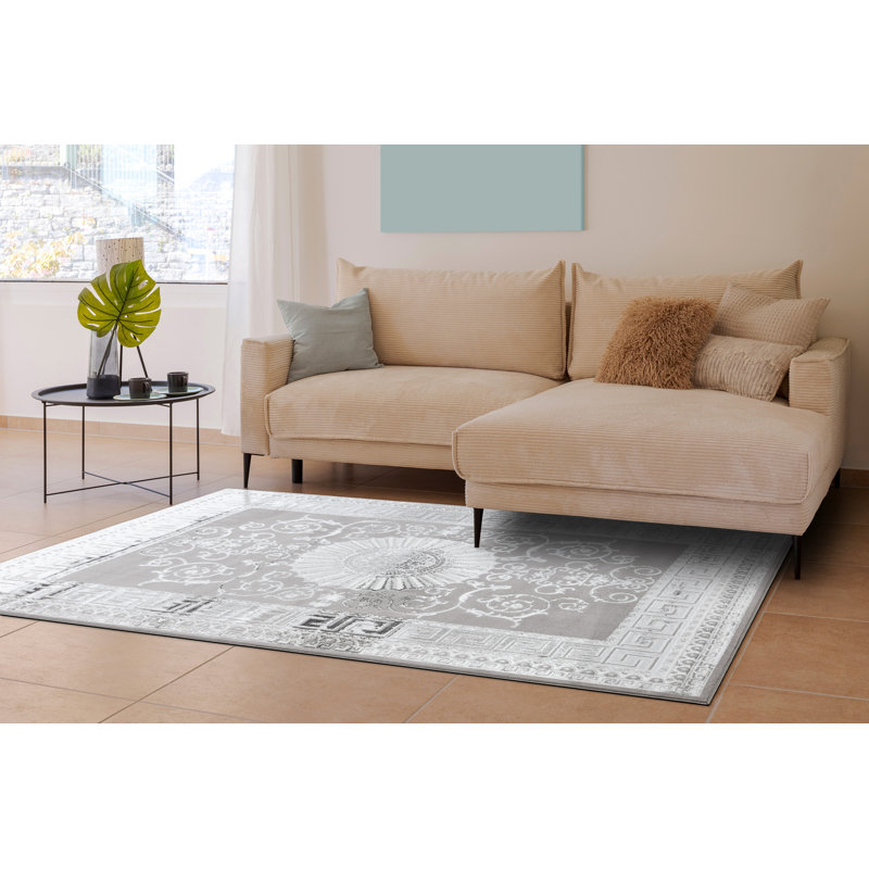 Oriental Area Rug, Rectangle 180 x 270cm, Grey/Brown/Blue