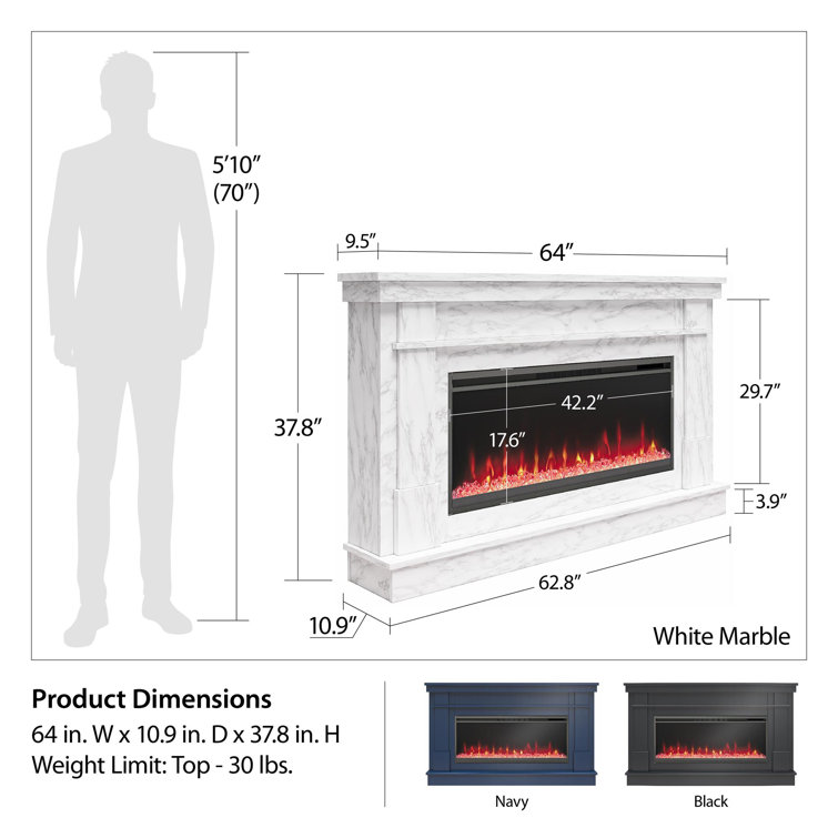 Novogratz Waverly Wide Mantel with Linear Electric Fireplace u0026 Reviews |  Wayfair