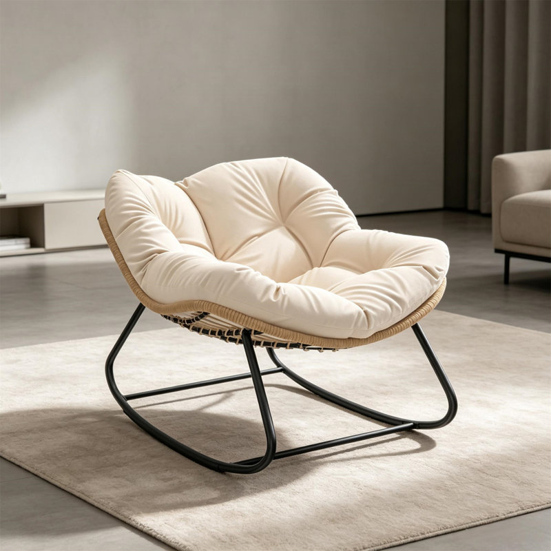Fauteuil à bascule berçant, conception surdimensionnée avec coussin, mobilier d'extérieur pour la cour, le patio et le jardin