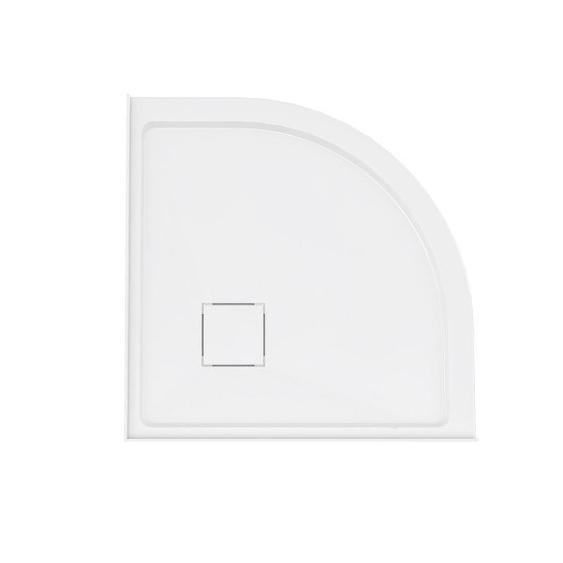 Base de bac de douche à double seuil 36 po x 36 po avec drain central Marquette - blanc brillant