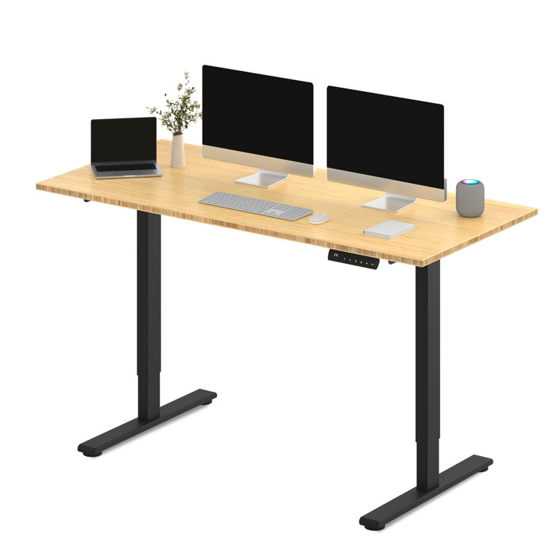 Bamboo Dual Motor Electric Standing Desk,  46.65" H x 72" W x 30" D, Black