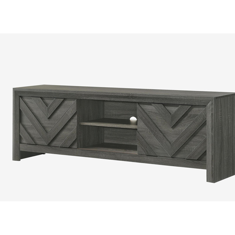 Meuble télé 1 pièce Rustic Geometric Design Contemporary Traditional Interiors, Gris foncé