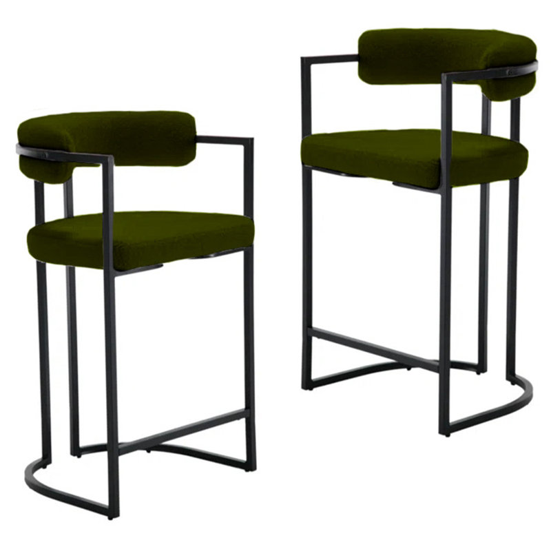 Tabouret Kojno, Tabouret de comptoir (siège d'une hauteur de 26 p, Siège vert / cadre noir