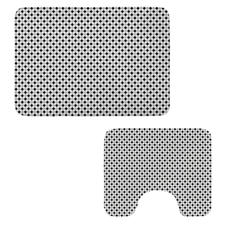  Ensemble de tapis de salle de bain noir et gris 2 pièces