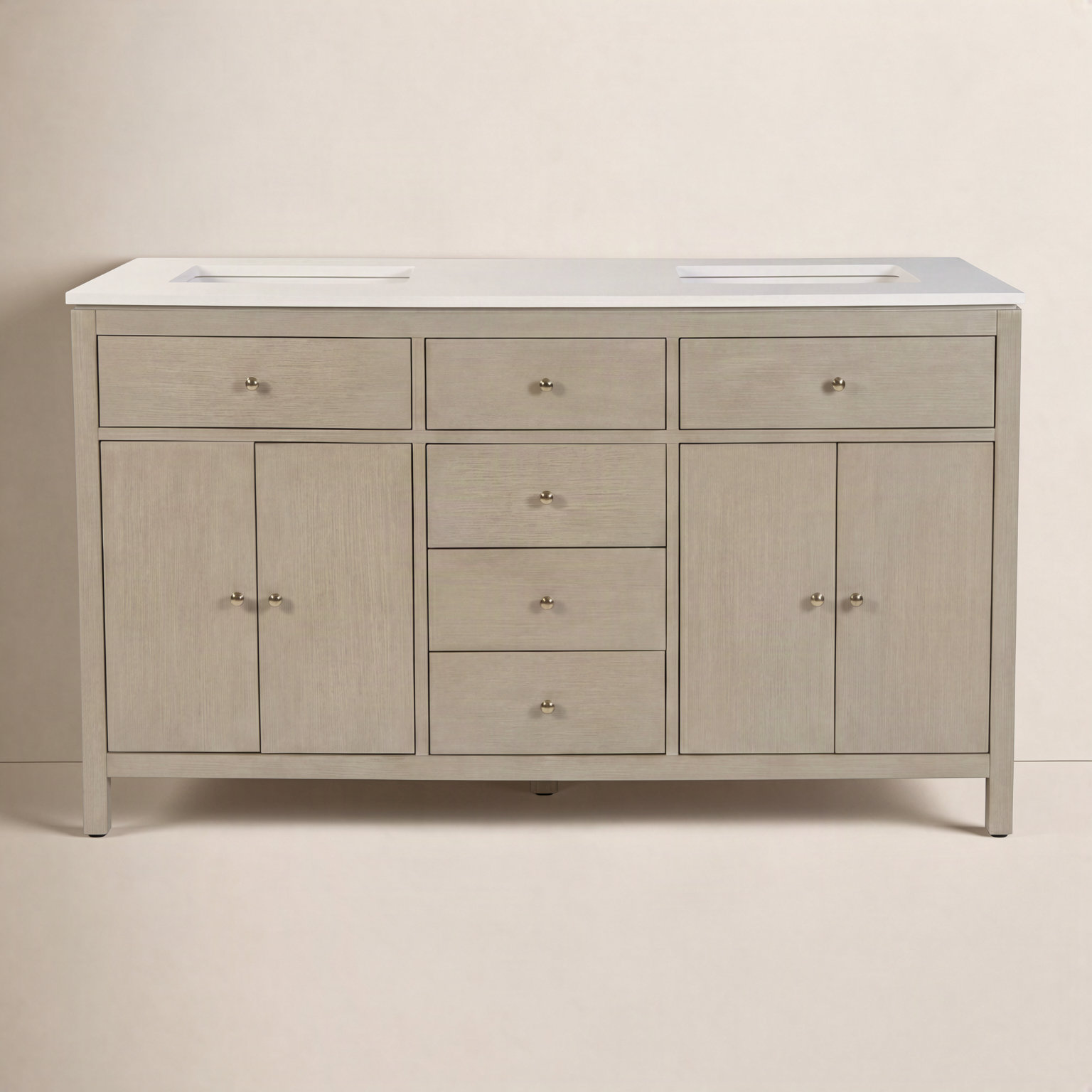 Celine 60" Acacia Double Bathroom Vanity, Antique Taupe