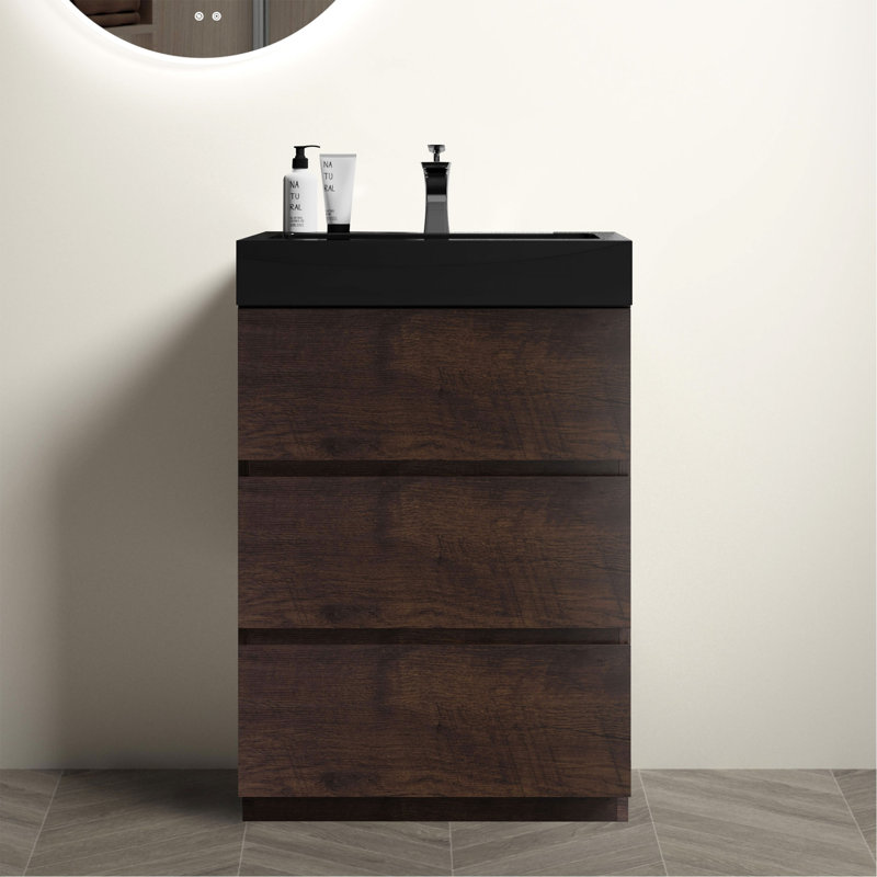 Meuble-lavabo élégant avec rangement spacieux et design moderne, un ajout parfait à votre salle de bain., Noyer