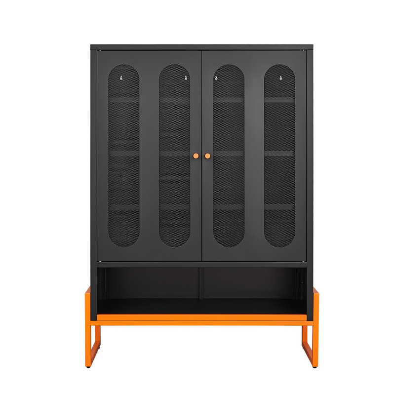 5.9" High Foot Double-sided Mesh Door Shoe Cabinet – Movable Double-layer Partitions, Hollow Base (moisture-proof/seismic), Robot Vacuum Accessible, Under-door Storage For Living Room