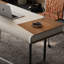 Walnut Veneer Faux Leather Writing Desk with Storage Drawers