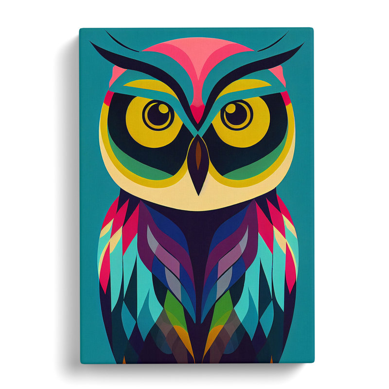 Geometric Owl No.1 Abstract - Wrapped Canvas, 76cm H x 50cm W x 3cm D