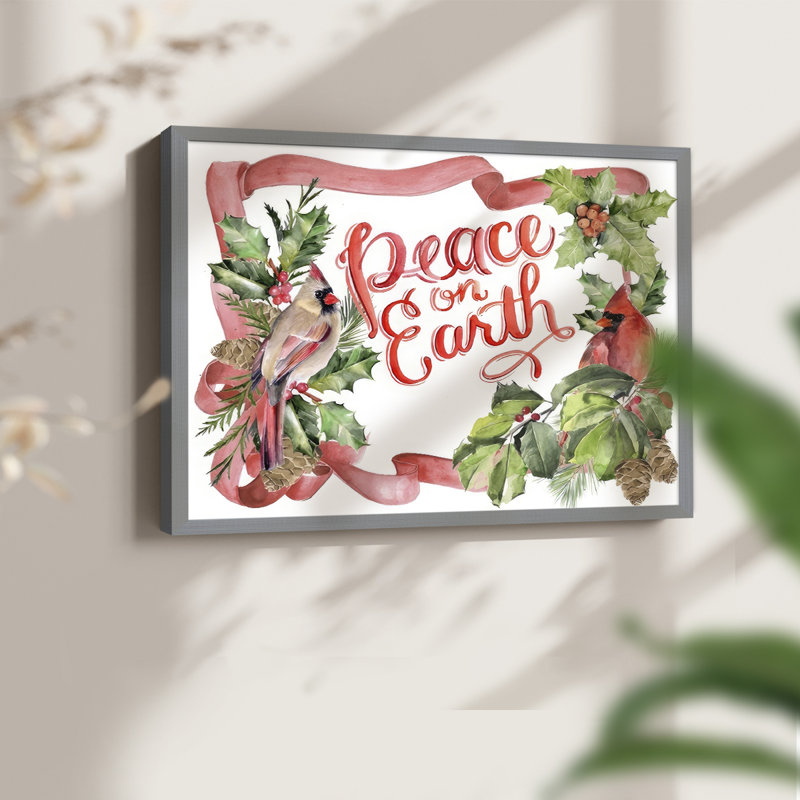 Cardinal Holly Christmas Collection A - Reproduction encadrée - Restickable, Gris, 11" H x 14" W