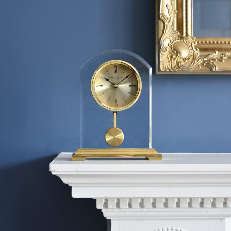 Modern & Contemporary Analogue Metal Tabletop Clock in Gold/Clear