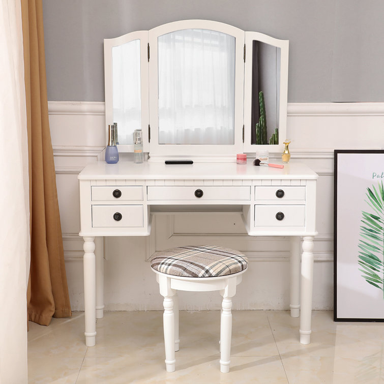 Kiana Vanity Set with Stool and Mirror