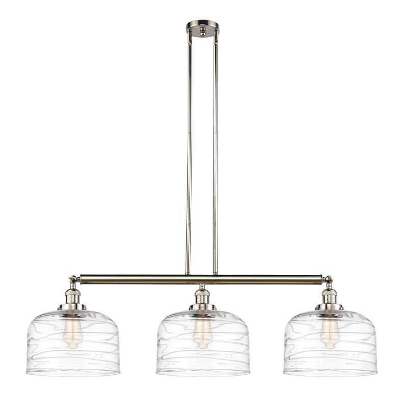 Bell - Luminaire suspendu pour îlot de cuisine 3 lumières 42 " , Nickel poli, Ampoule non incluse