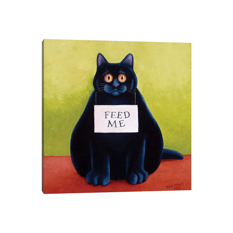Fat Cat 1 Piece Painting on Canvas, 30.48 cm H x 30.48 cm W, Wrapped Canvas