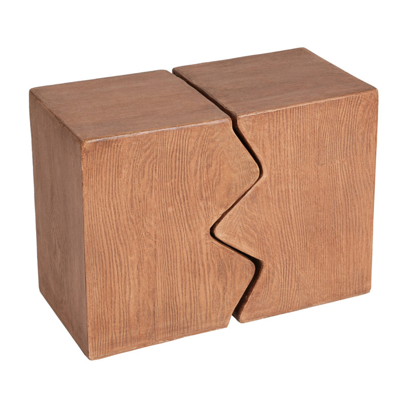 Table d'appoint MGO, ensemble de 2 tables d'appoint rectangulaires d'extérieur, tabourets de jardin décoratifs pour l'intérieur et l'extérieur, table d'appoint, table d'appoint de patio, table de bout gigogne, simili bois naturel