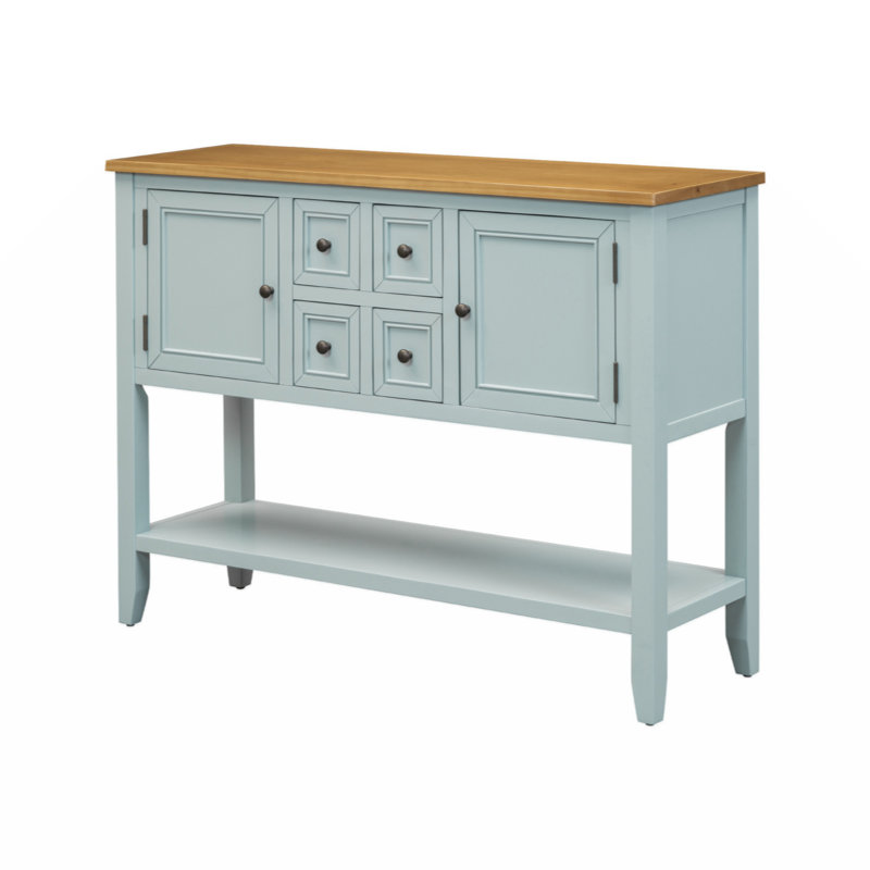 Keyania Coffee Console Table with Four Small Drawers and Bottom Shelf, Lime White