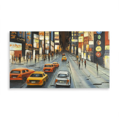 Illustrative Blue Cities Tablecloth - View on Times Square Decor