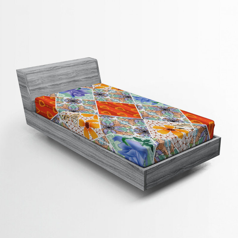 Microfiber Patchwork Fitted Sheet, Twin Fitted Sheet
