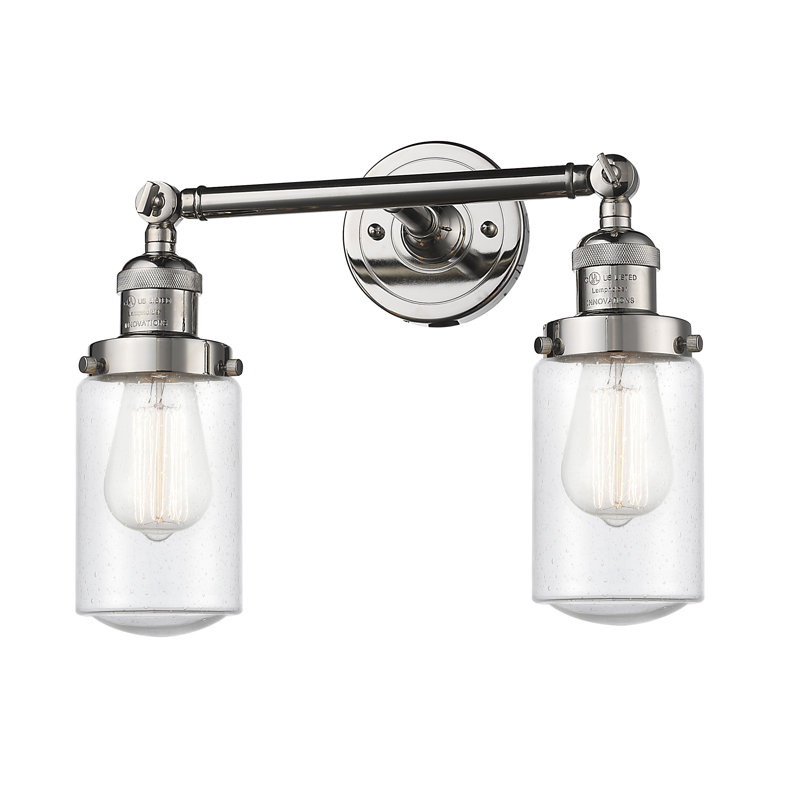 Saroyan 2 - Light Dimmable Vanity Light, Seedy, 6 Watt Vinage LED Bulb, Polished Nickel
