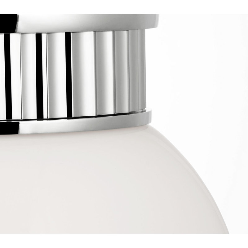 Cavill Flush Mount with White Glass, Polished Nickel, 8.5" H x 7.5" W x 7.5" D