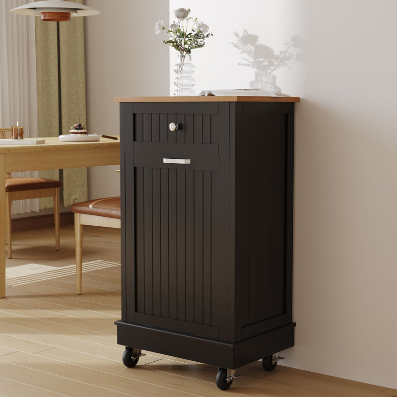 Poubelle 10 gallons en bois manufacturé, Noir