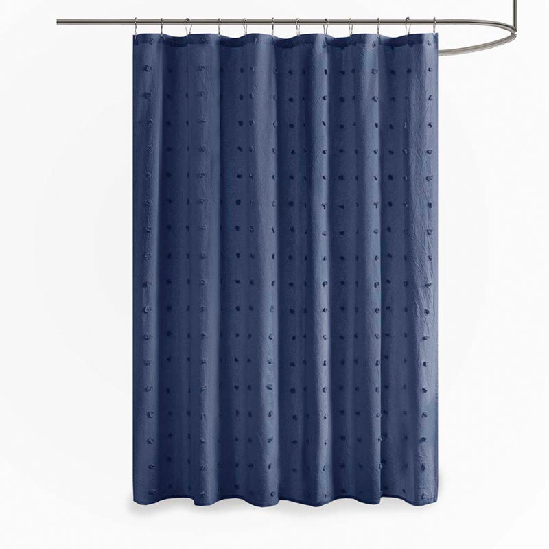 Rideau de douche en coton jacquard 1 pièce, Bleu indigo