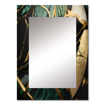 Abstract Geode Green III - Marble Mirror, Modern Decorative Wall Mirror, Printed Metal Art