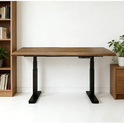 Electric Height-Adjustable Solid Wood Standing Desk