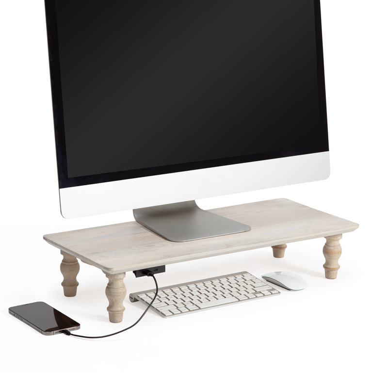 Support pour moniteur Bascum, Blanc délavé, 24 pouces