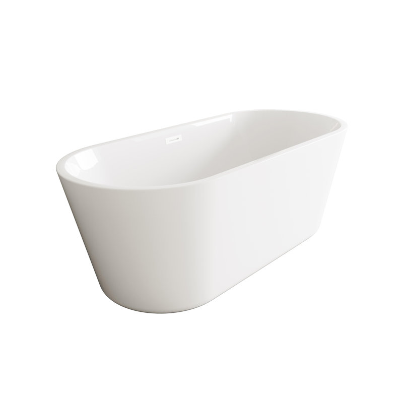 Rouidate 65'' x 28.3'' Soaking Acrylic Bathtub, Polished White