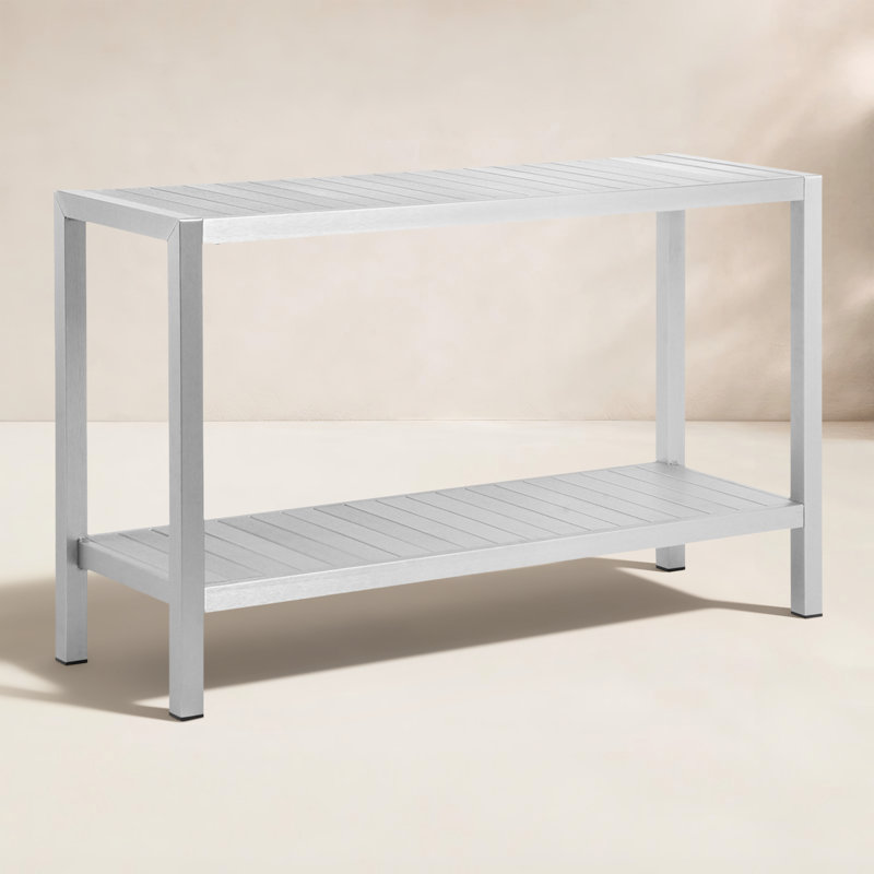 Doss Rectangular Metal Outdoor Buffet & Console Table , 16'' in. W 49'' in. D, Silver, Silver