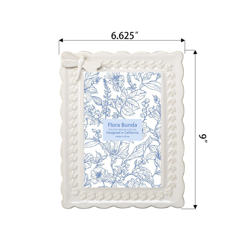 White Ceramic Embossed Picture Frame