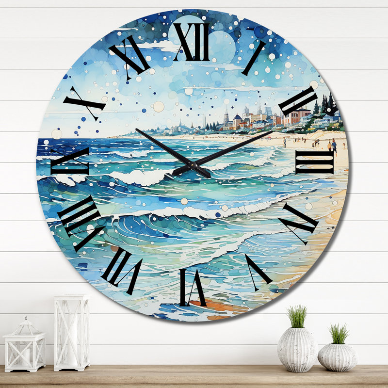 Photo de plage Sandy Serenade IV - Horloge murale nautique et de plage, Très grand