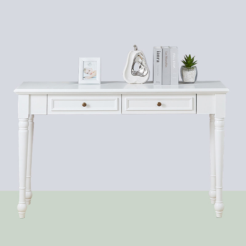 White Solid Wood Rectangular Console Table, 29.92" H x 47.24" W x 13.78" D