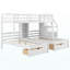 Lit superposé simple au-dessus de simple et simple, lit superposé triple avec tiroirs, escalier avec rangement, tablettes intégrées, blanc-825982469-825982476-825982492