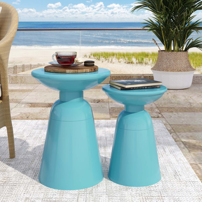 Ensemble de 2 tables d'appoint en fer Serenita, Sarcelle