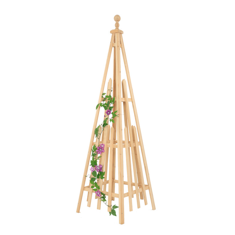 172.7cm H Wood Obelisk Trellis, Beige, 172.7cm x 50.8cm x 50.8cm