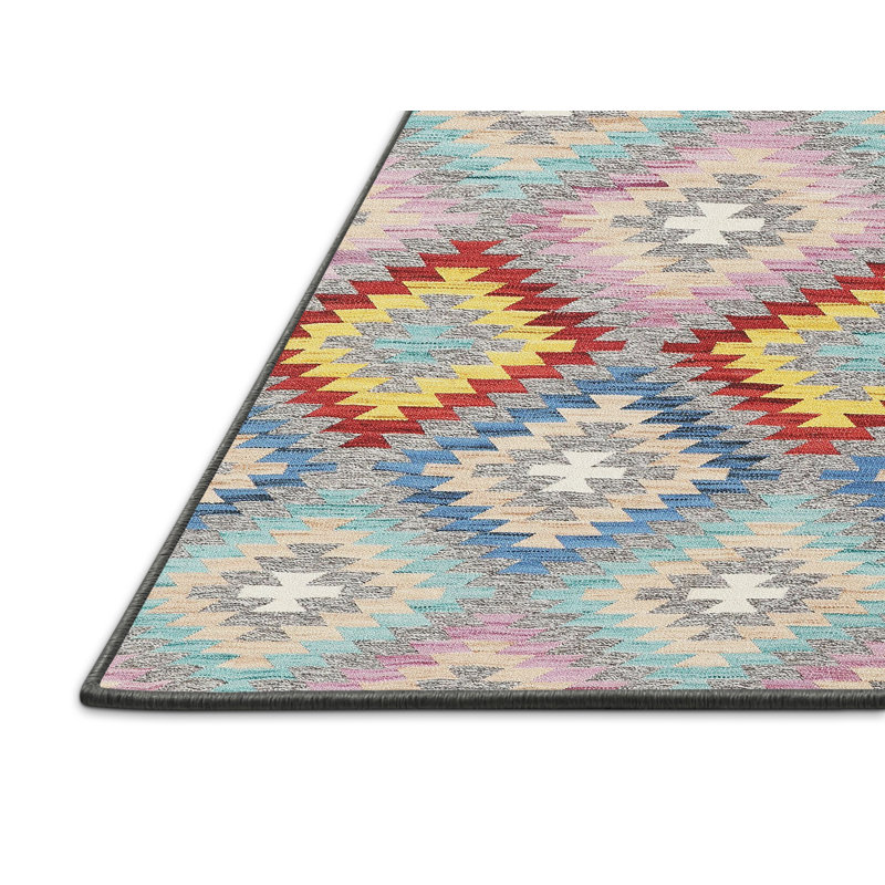 Tapis contemporain rouge / vert, Rectangle 8 pi x 12 pi