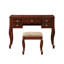 Meuble-lavabo de chambre à coucher avec tabouret rembourré, finition cerisier, design élégant, matériau de contreplaqué cerisier essentiel, miroir ouvert,-250234923