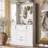 Integrated Shoe Cabinet, 3-In-1 Design Cabinet With Mirrored Door, Hall Tree With 4 Sturdy Hooks