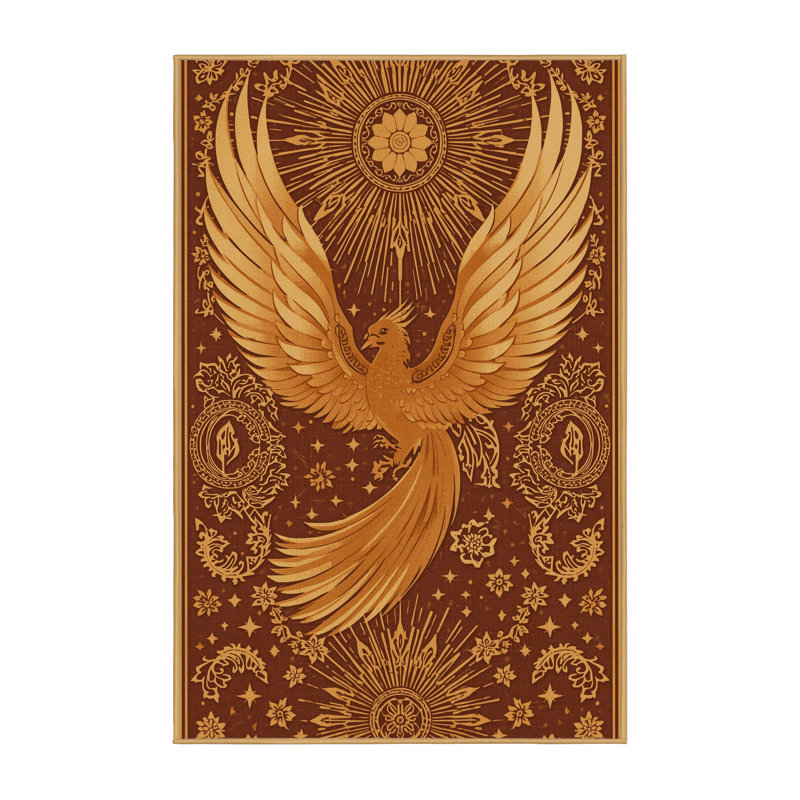 Tapis chic et luxueux lavable à la machine Hamilton Firebird en brun - reliure brun clair, 6 x 9