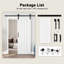 Porte de grange coulissante de 84 po en bois manufacturé à surface blanche avec garde-robe d'intérieur et trousse de quincaillerie (poignée double face incluse)-131233740-131233742