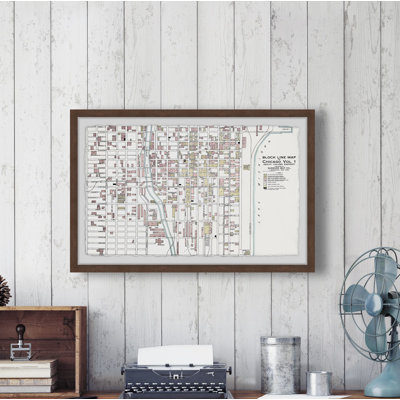 «Block Line Map of Chicago», impression encadrée